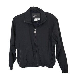 NWT Kaelin Black Track Jacket Full Zip Embroidered Logo Vintage Sz‎ S